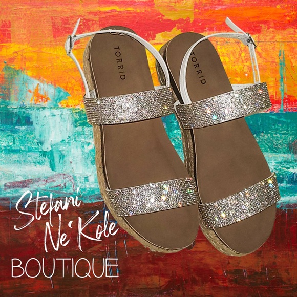 Torrid White/Silver Bling Platform Sandal - Picture 1 of 6